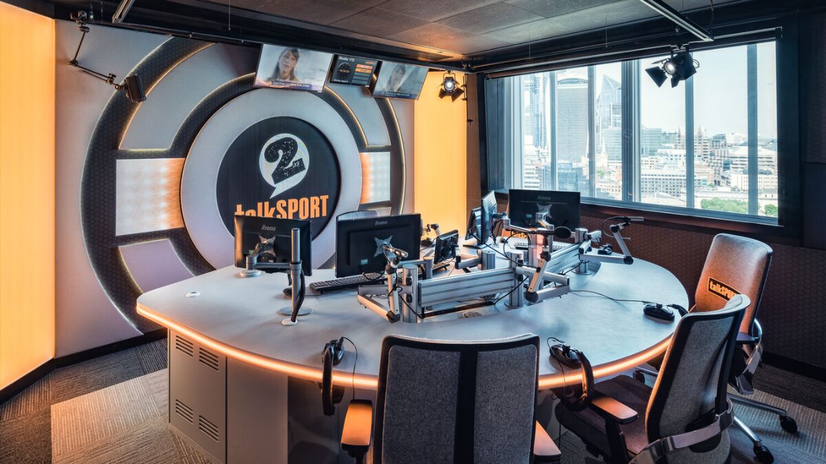 Photo of a sports radio studio