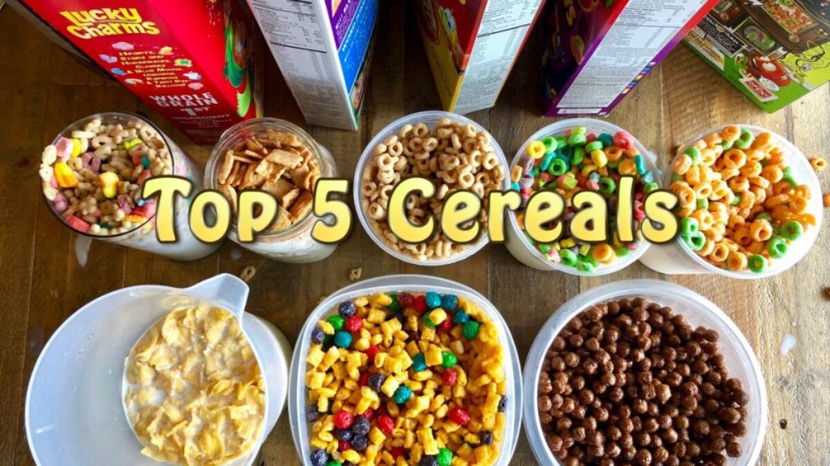 Graphic showing cereals with the text Top 5 Cereals