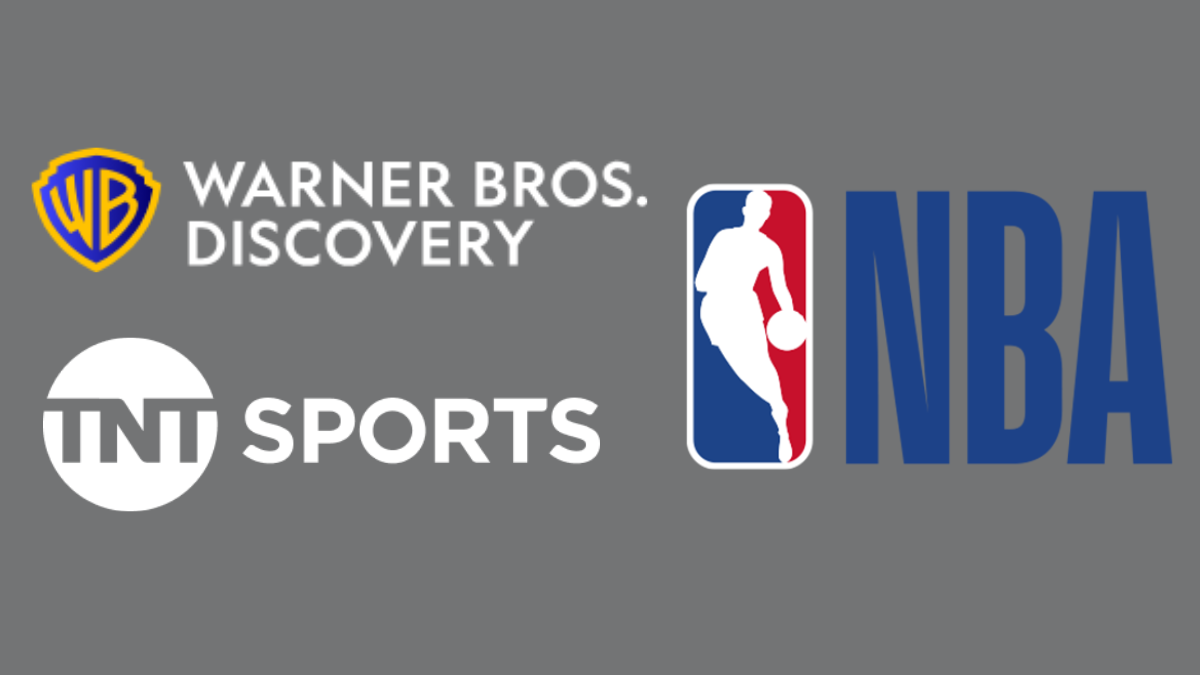 Logos for Warner Bros. Discovery, TNT Sports and the NBA