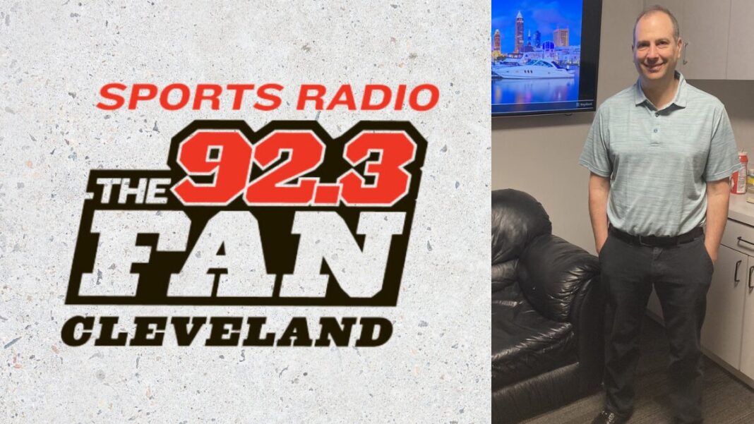 Logo for 92.3 The Fan and a photo of brand manager Andy Roth