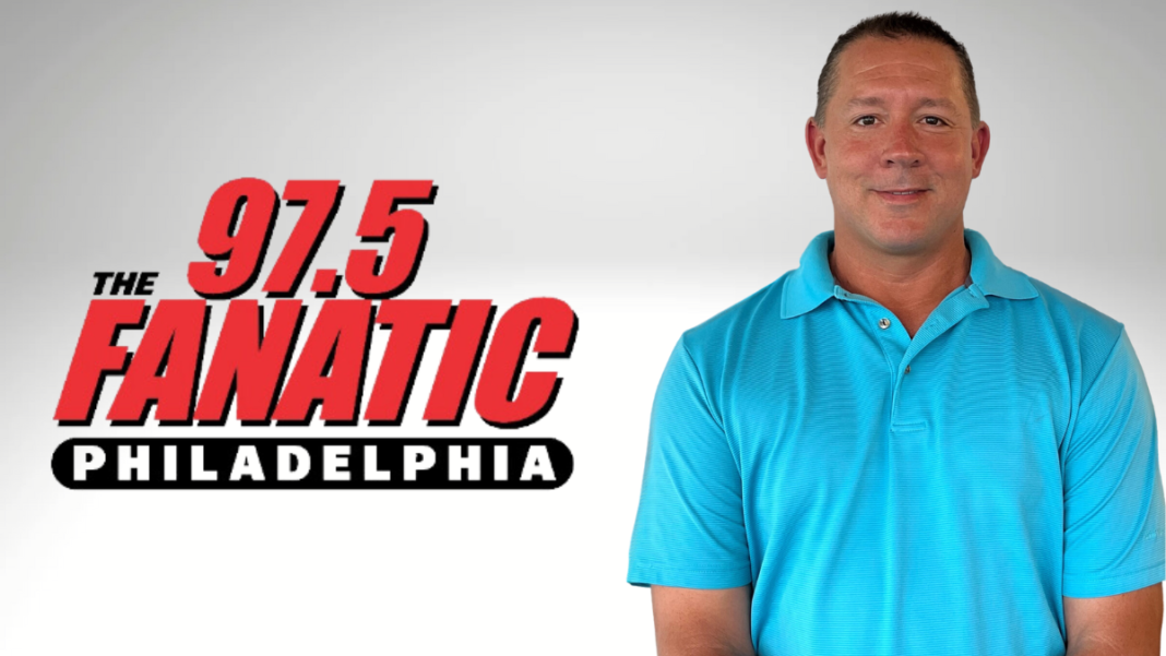 Logo for 97.5 The Fanatic and a photo of Ricky Bottalico