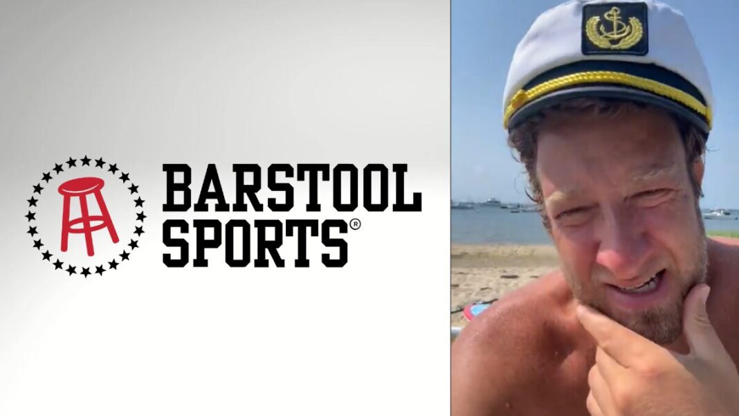 Logo for Barstool Sports and a screengrab of Dave Portnoy