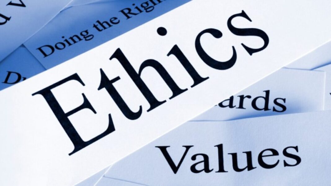 Graphic displaying the word 'Ethics'