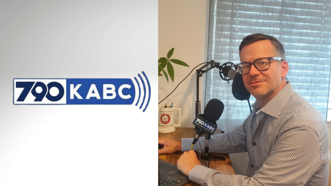 Logo for KABC and a photo of Kevin Tripp