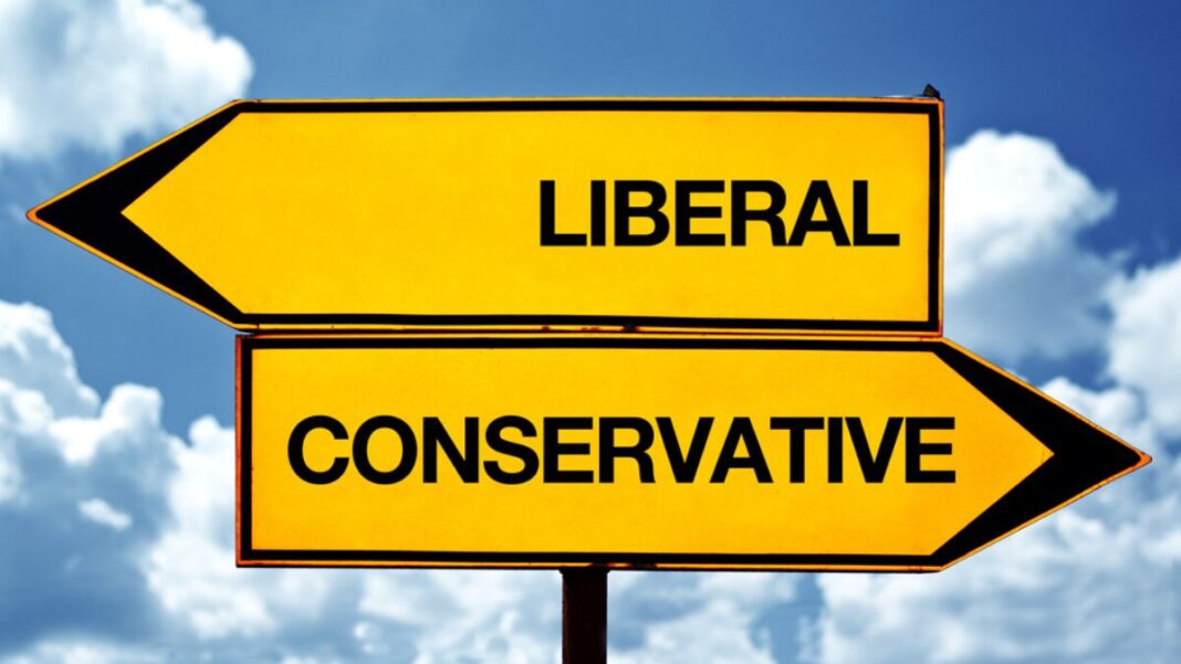 Graphic showing liberal and conservative