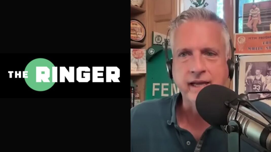 Logo for The Ringer and a screenshot of Bill Simmons