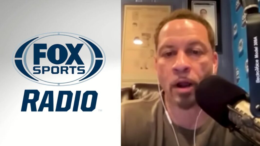 Logo for FOX Sports Radio and a screengrab of Chris Broussard