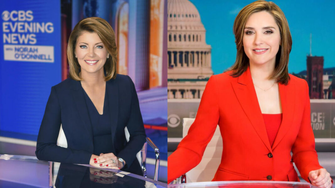 A photo of Norah O'Donnell and Margaret Brennan