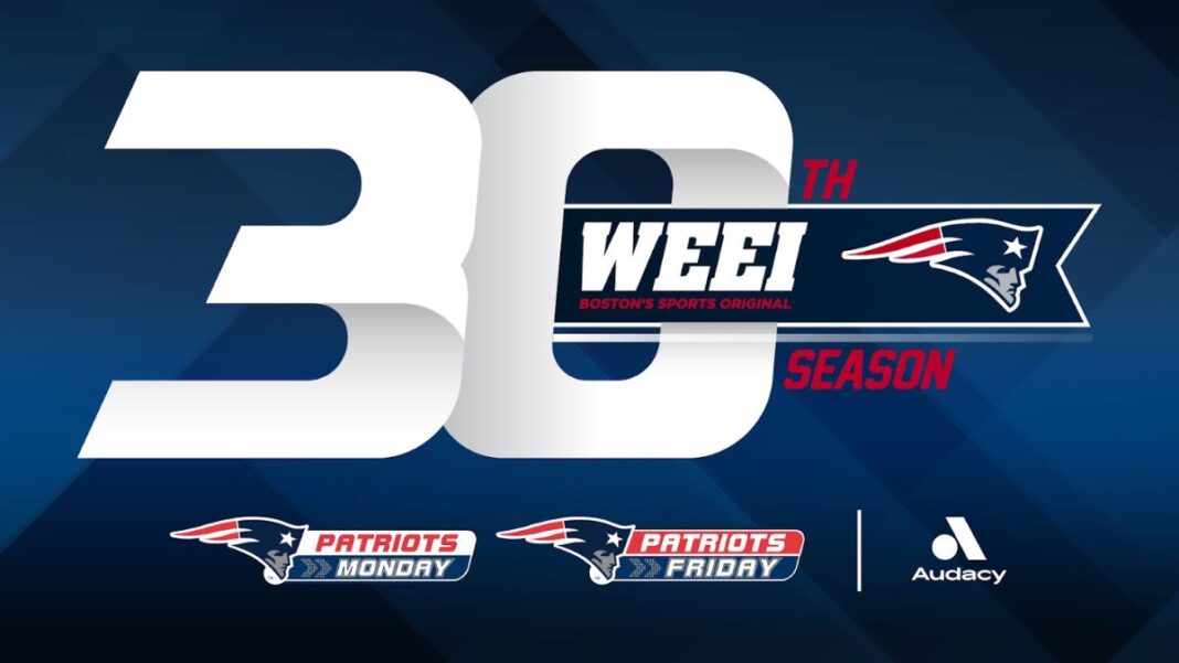 Graphic for the 30th year of the Patriots on WEEI