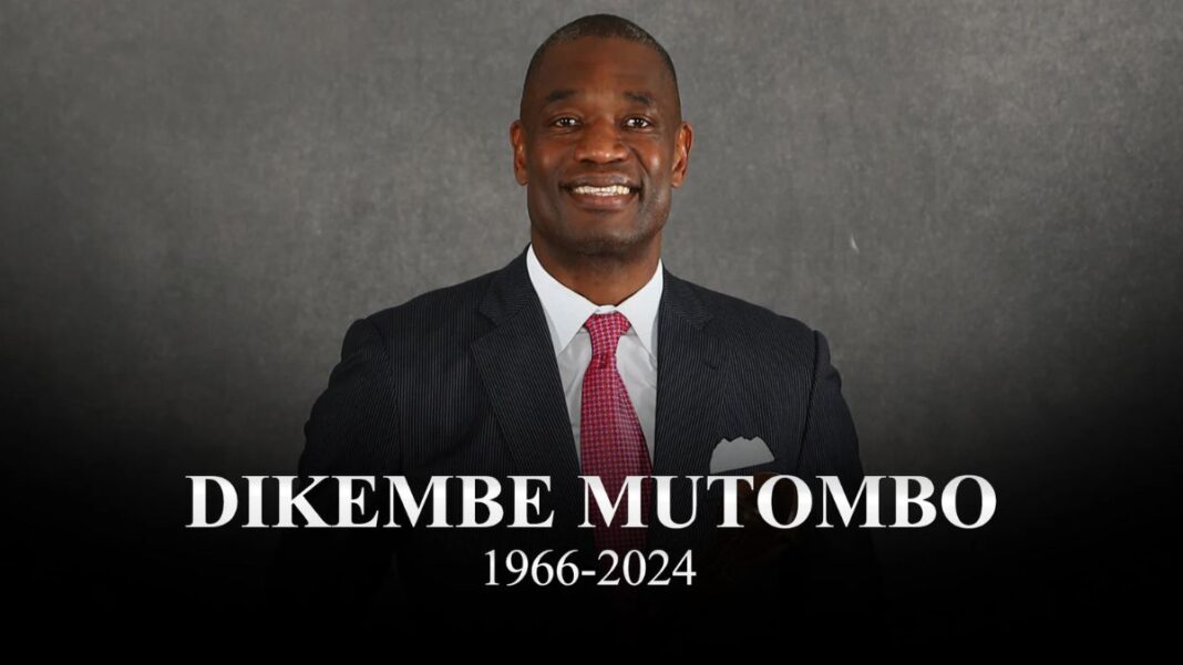 Photo of Dikembe Mutombo with the year he was born and the year he died