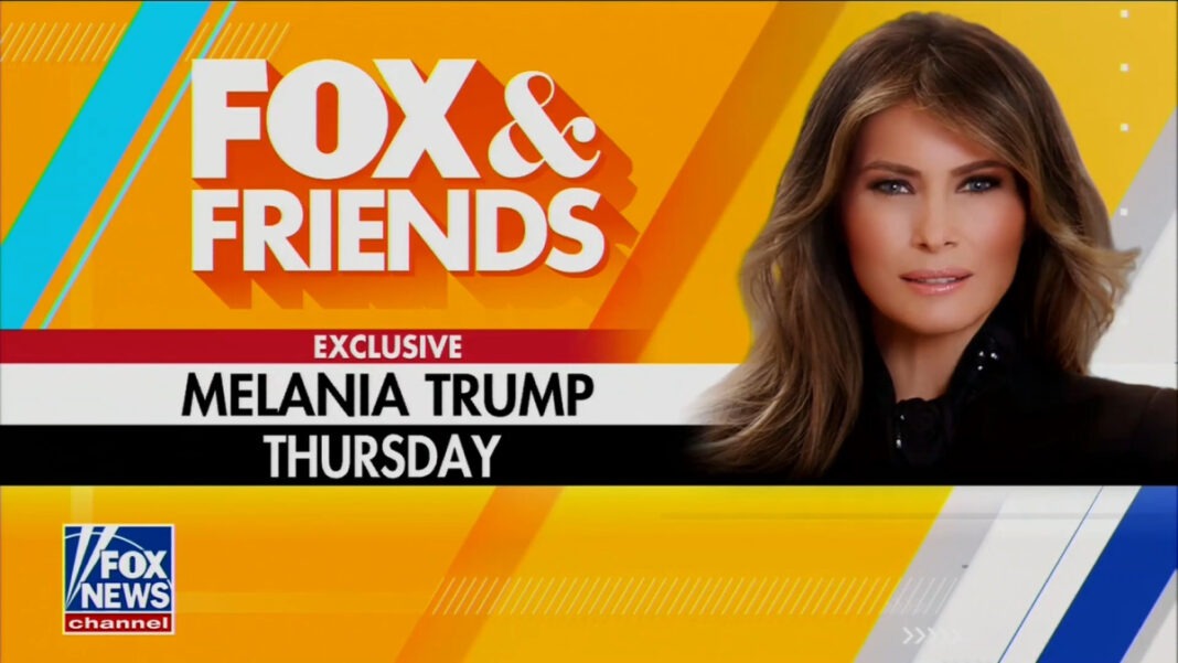 A promotional photo of Melania Trump appearing on FOX & Friends