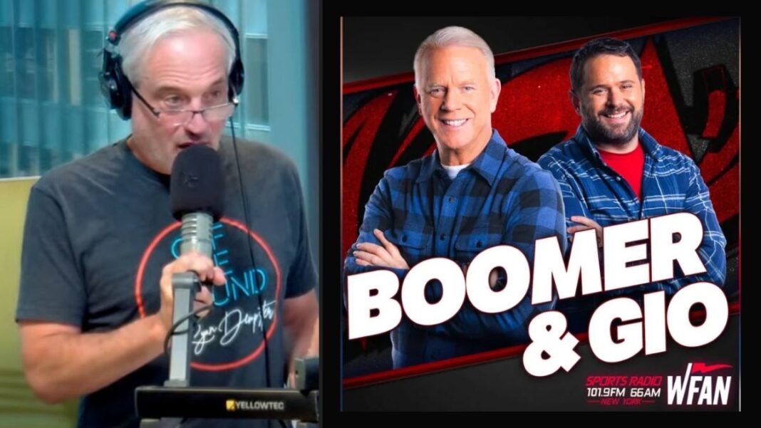 Screengrab of Dan Bernstein and a graphic for the Boomer & Gio Show