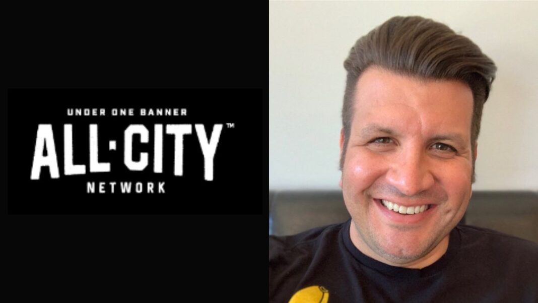 Logo for ALLCITY Network and a photo of Kevin Kaduk