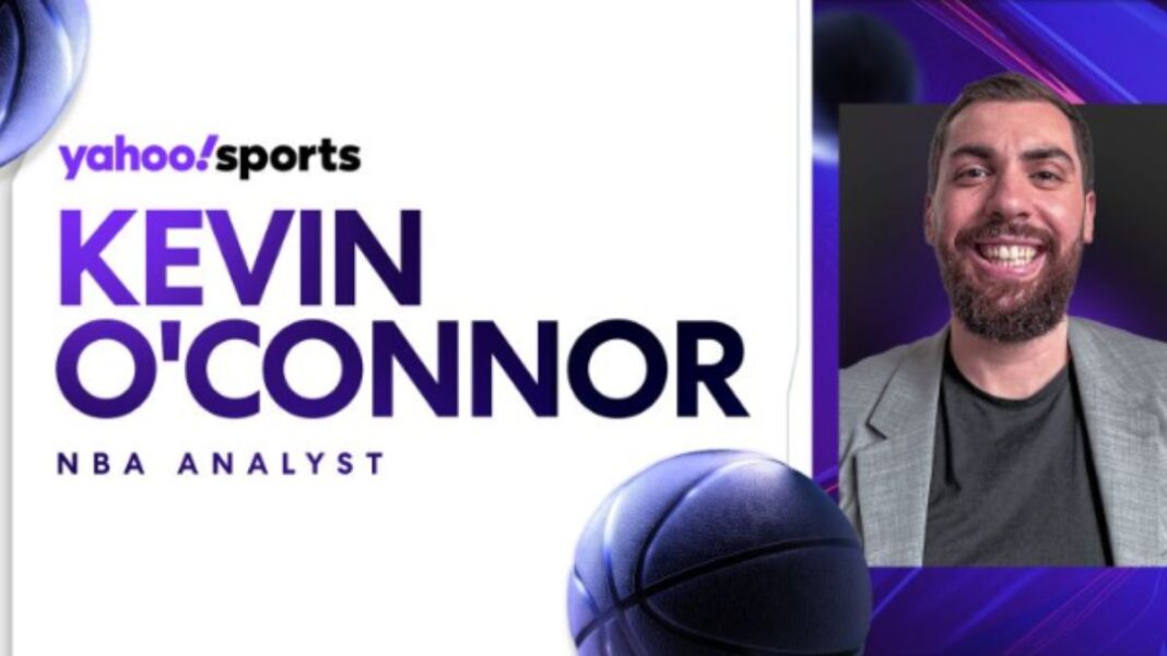 Graphic announcing Kevin O'Connor as a new hire for Yahoo Sports