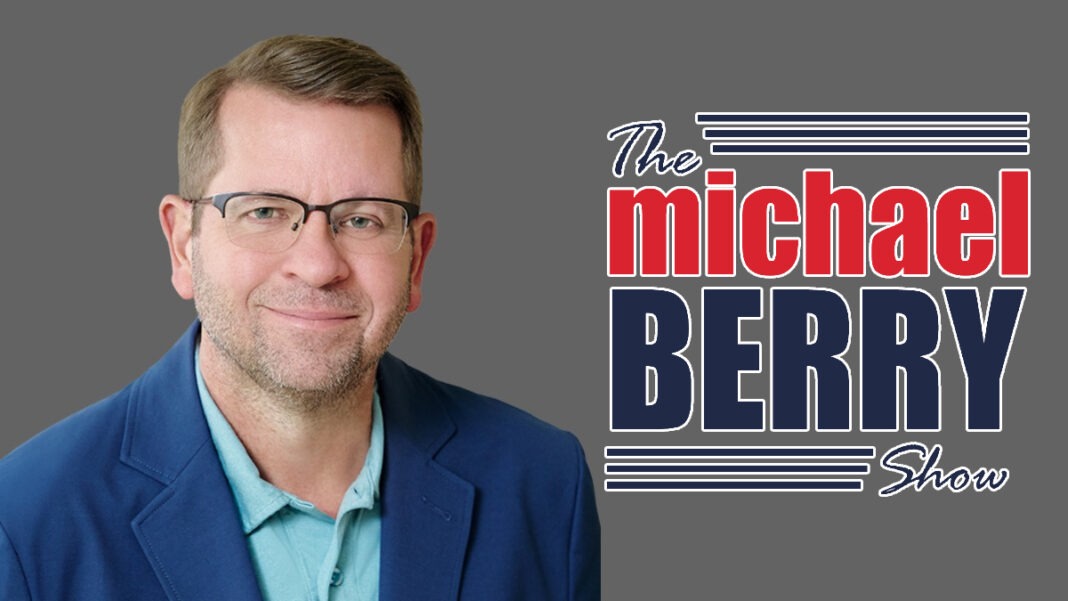 A photo of Michael Berry and his show logo