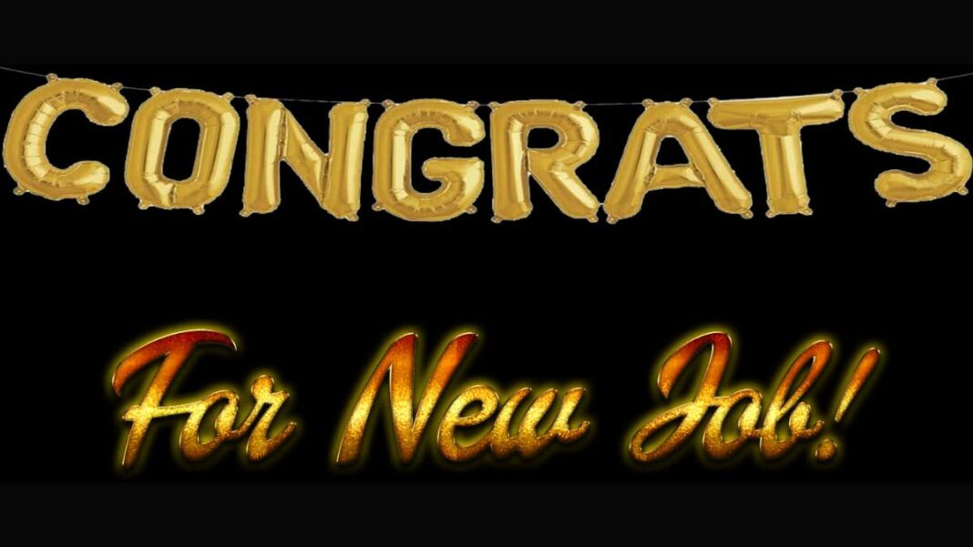 Graphic displaying 'Congrats For New Job!'