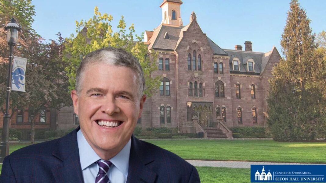 Photo of Seton Hall University and of Peter King