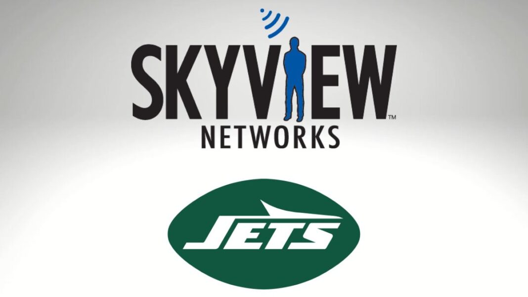 Logos for Skyview Networks and the New York Jets