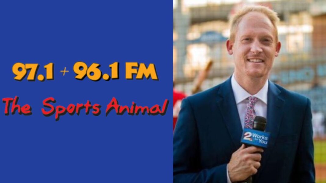 Logo for The Sports Animal and a photo of Cayden McFarland