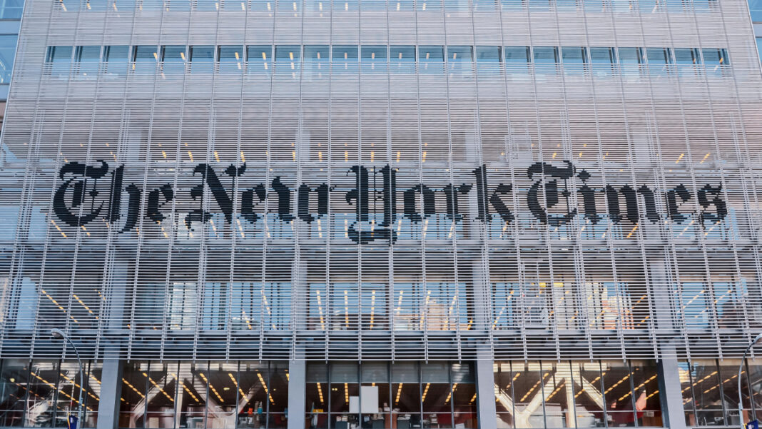 A photo of The New York Times building