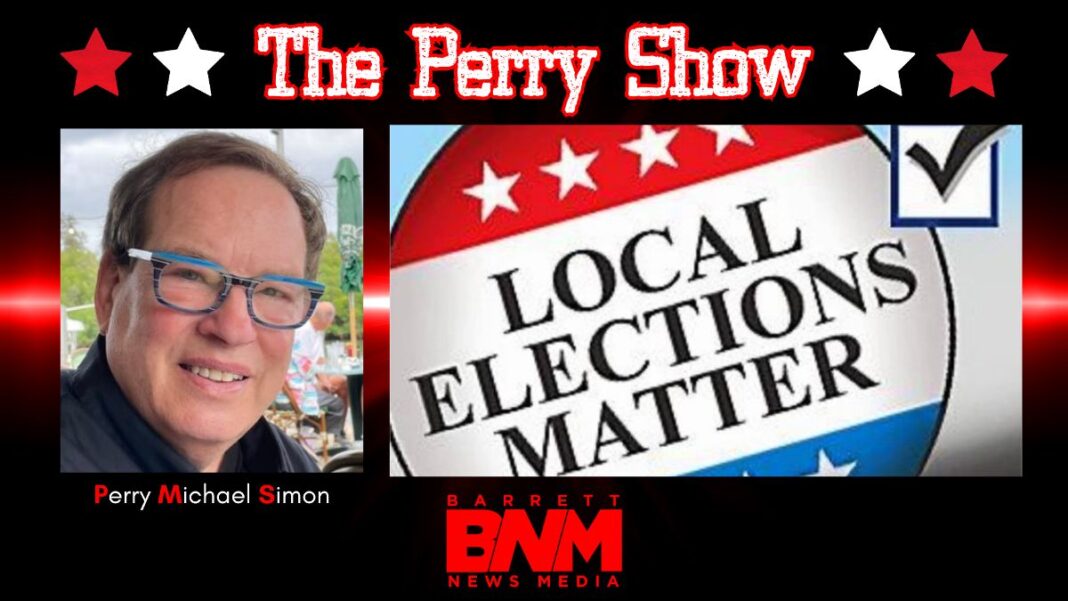 Graphic for a Perry Show column on covering local elections