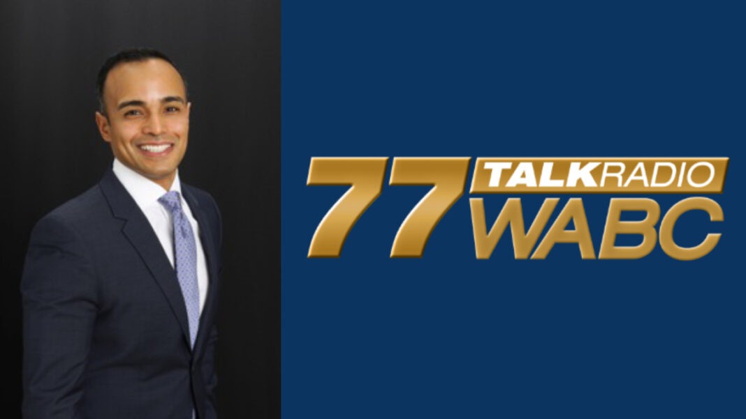 A photo of Chad Lopez and the 77 WABC logo