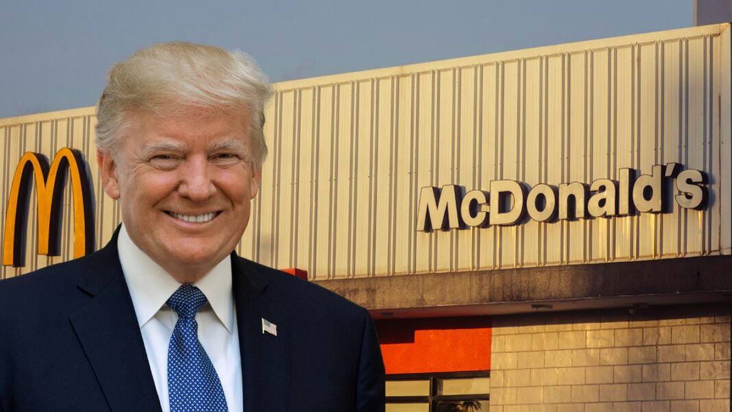 A photo of Donald Trump and a McDonalds location