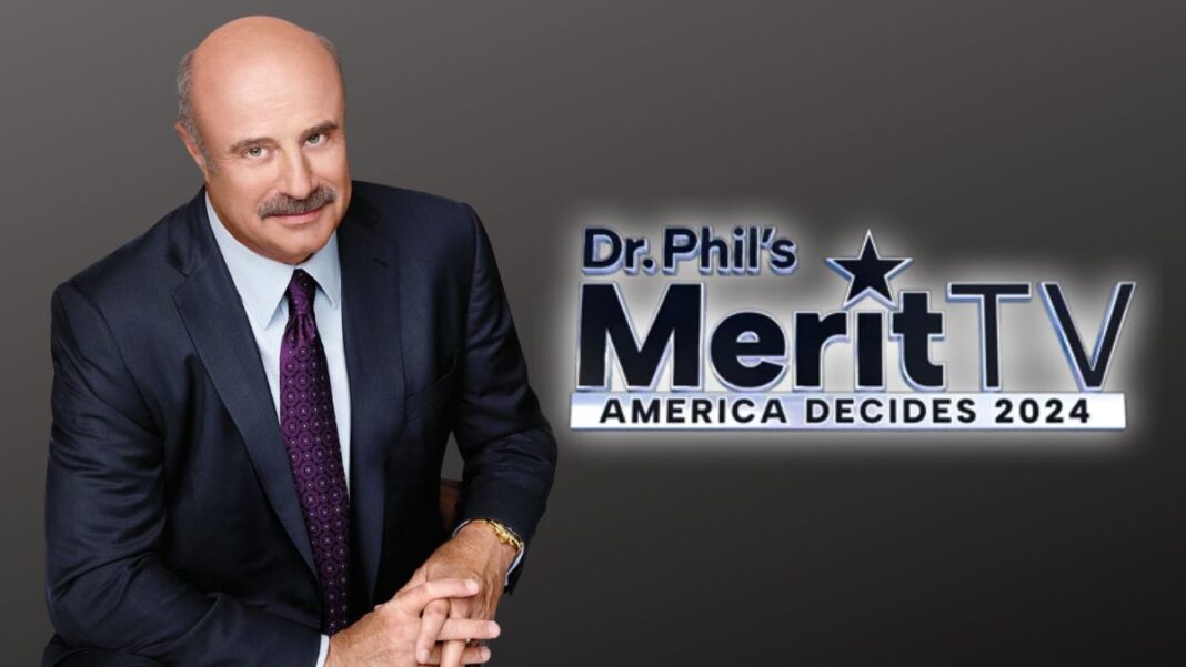 A photo of Dr. Phil and his election special logo