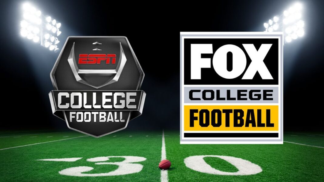 Logos for ESPN and FOX Sports college football