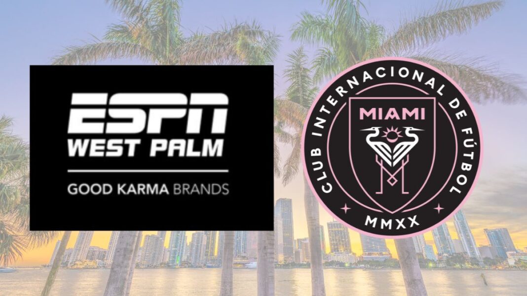 Logos for ESPN West Palm and Inter Miami CF