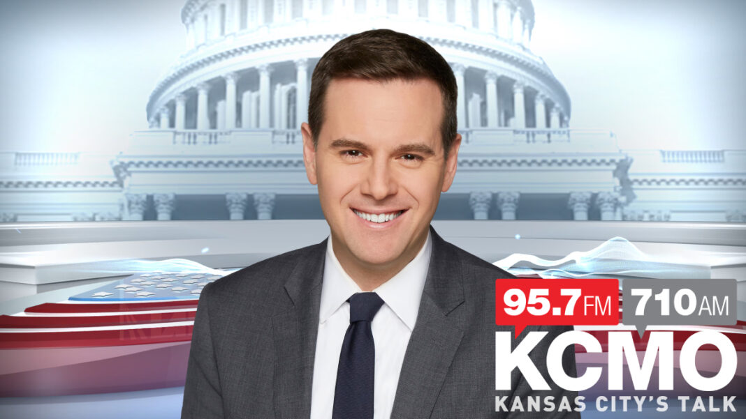 A photo of Guy Benson with the KCMO logo