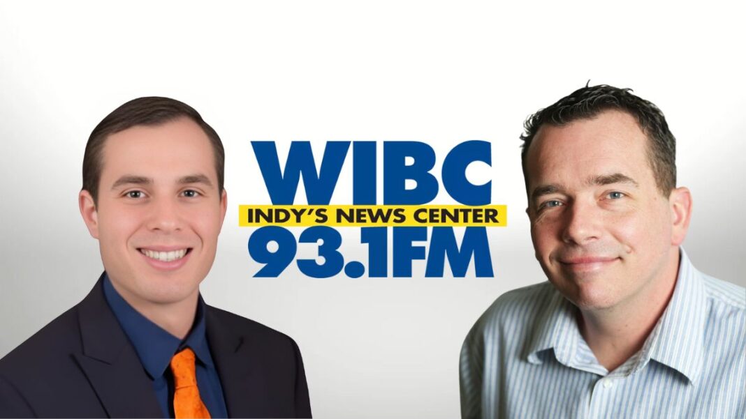 A photo of Jason Hammer, Rob Kendall and the 93 WIBC logo