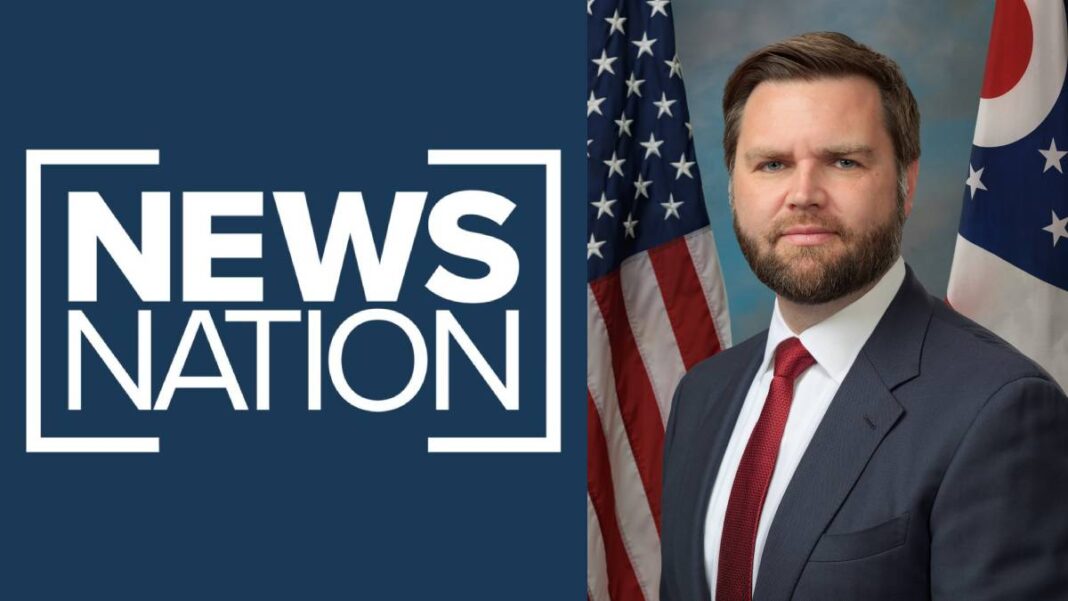 A photo of JD Vance and the NewsNation logo