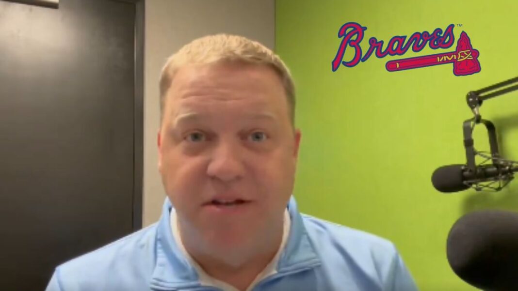 Screengrab of Kevin McAlpin with an Atlanta Braves Logo