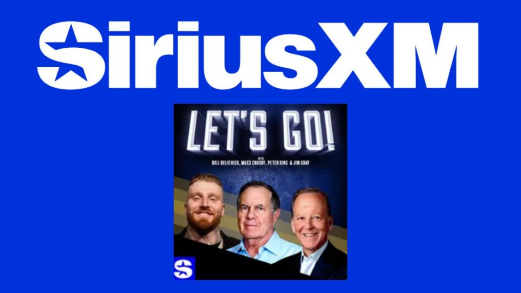 SiriusXM logo and a graphic for Let's Go!