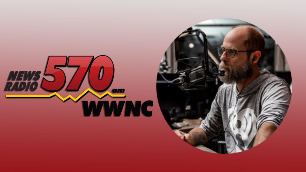 A photo of Mark Starling and the 570 WWNC logo