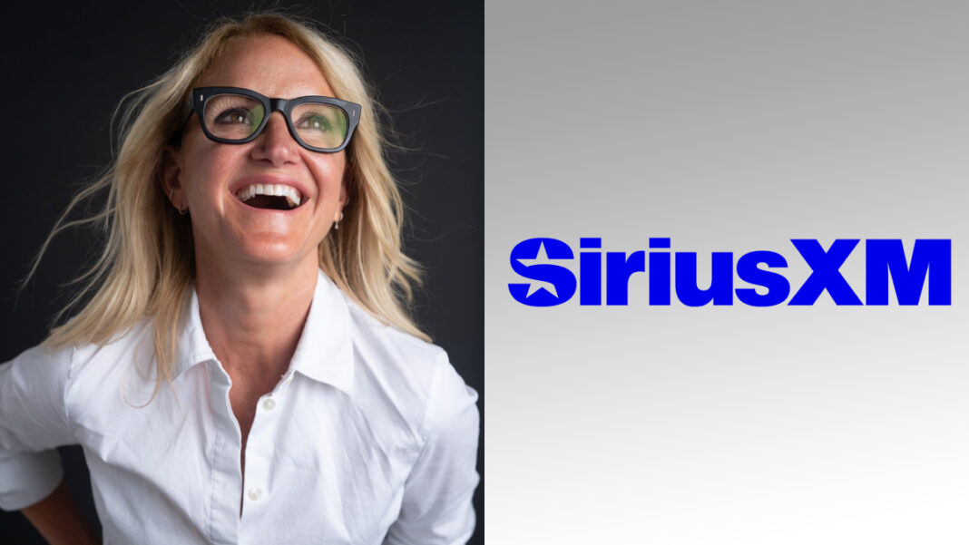 A photo of Mel Robbins and the SiriusXM logo