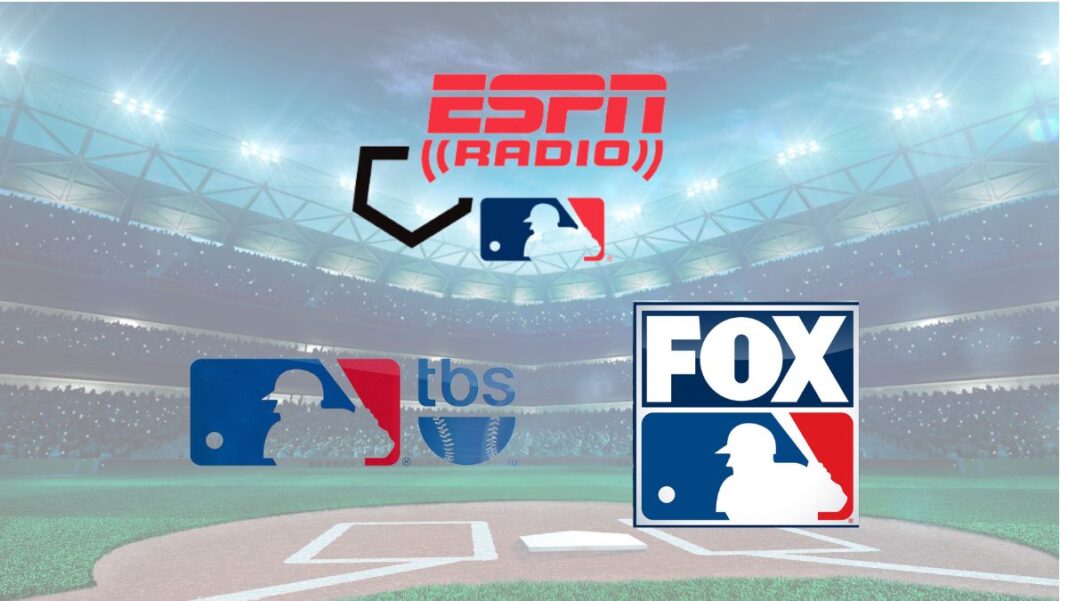 logos for ESPN Radio, FOX Sports and TBS