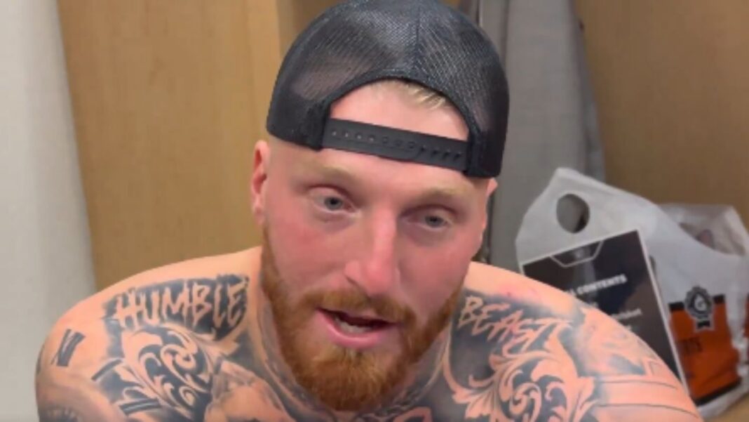 Screengrab of Maxx Crosby talking in a locker room