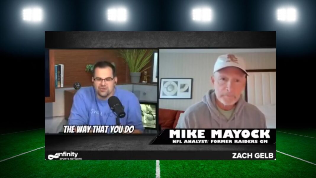 Screengrab of the Zach Gelb show with guest Mike Mayock