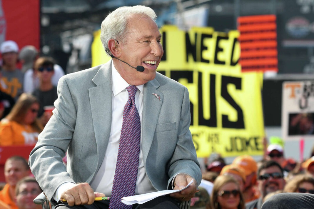 Lee Corso on the College GameDay set in Austin