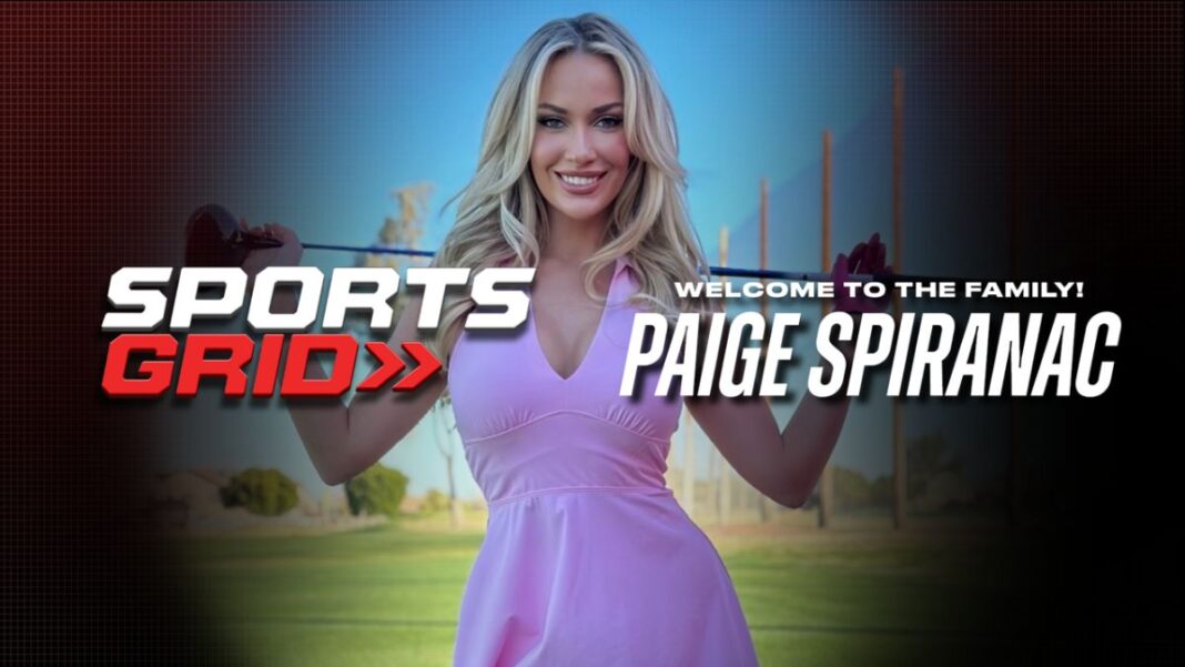 Graphic for Paige Spiranac joining SportsGrid