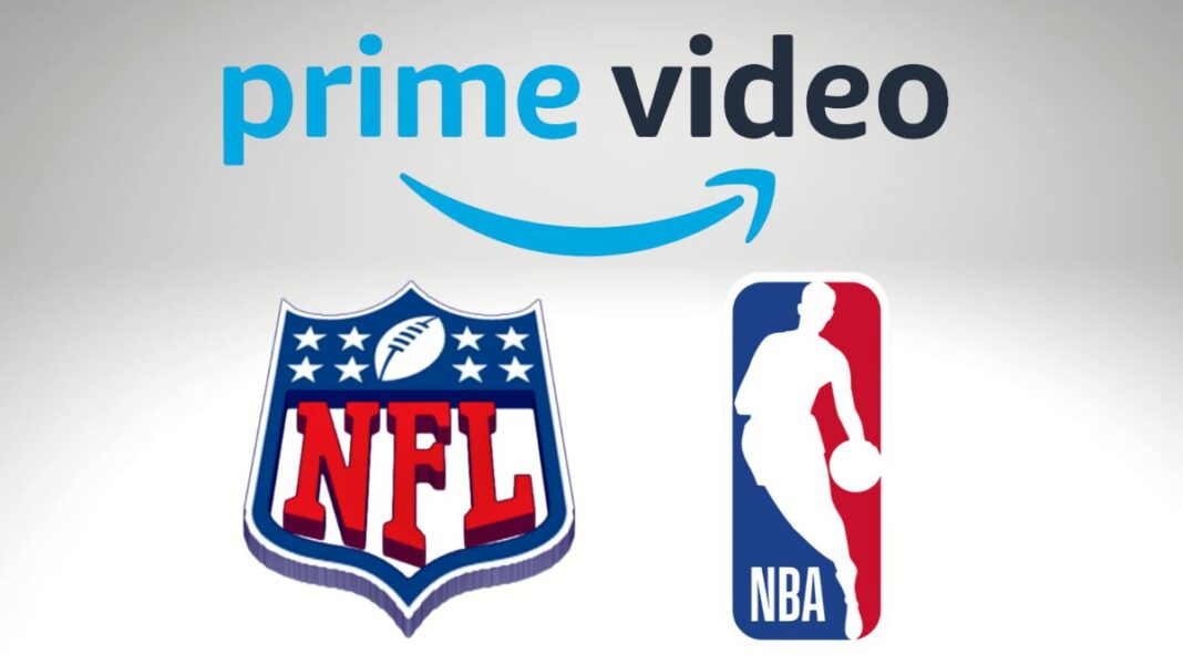 Logos for Prime Video, NFL and NBA