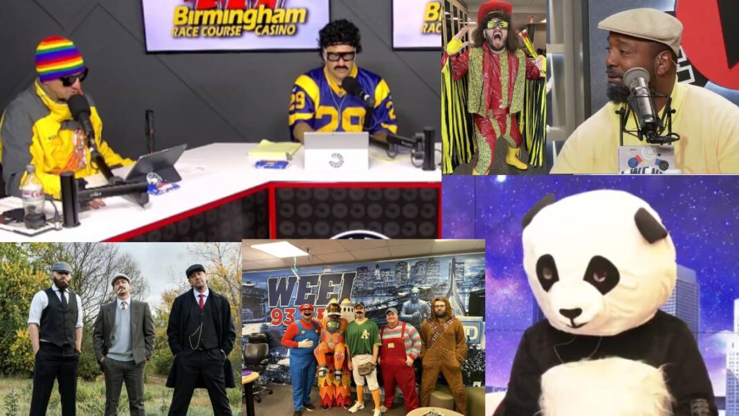 A collage of sports media members dressed up for Halloween