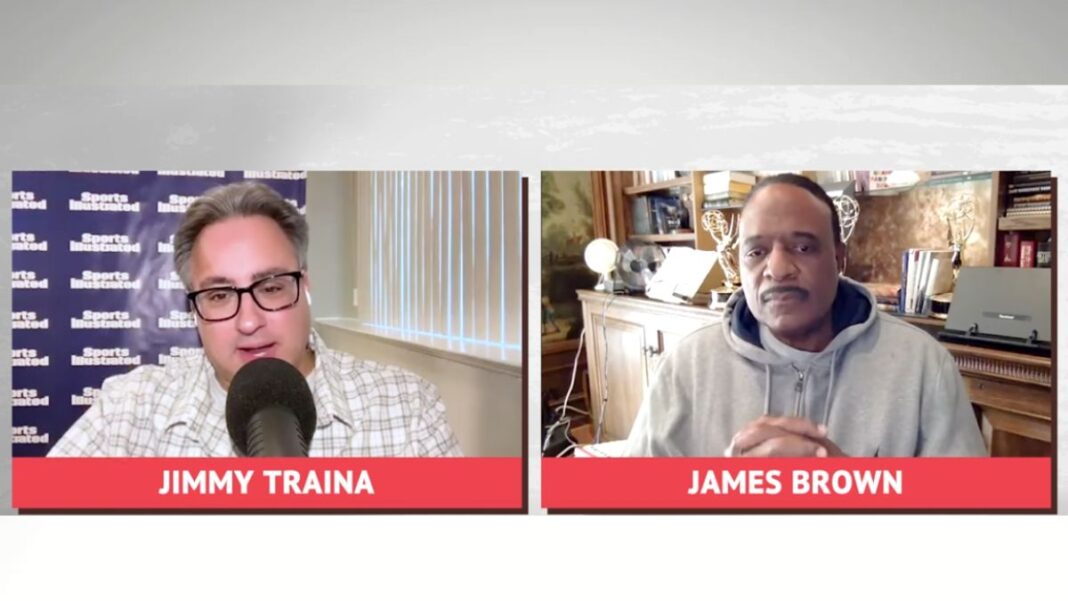 Screengrab of the SI Media podcast with Jimmy Traina and James Brown