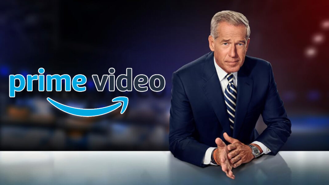 A photo of Brian Williams and the Prime Video logo