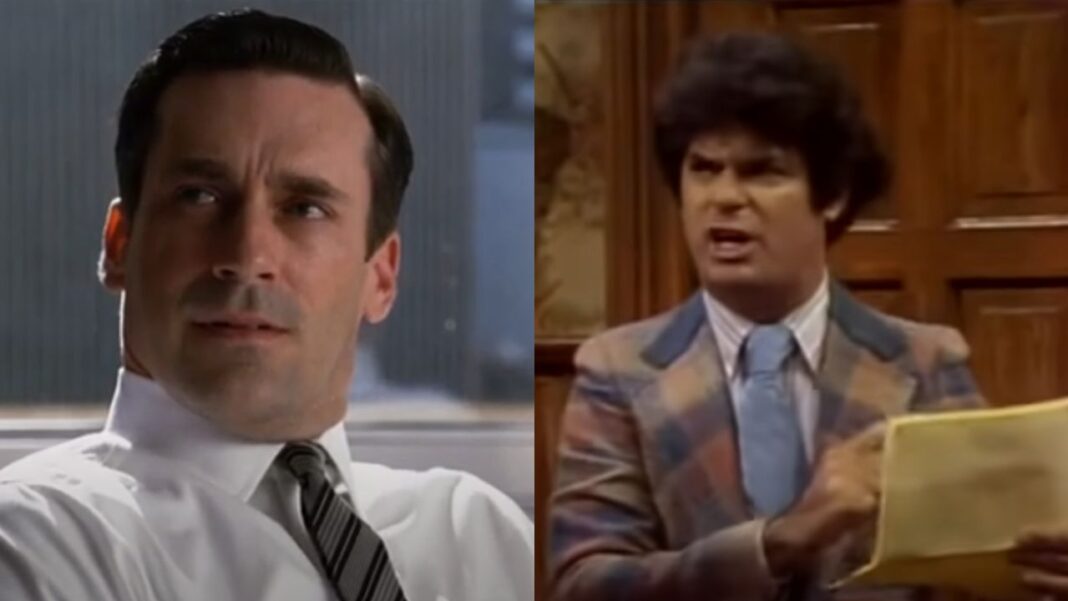 Screengrabs of TV characters Don Draper and Herb Tarlek