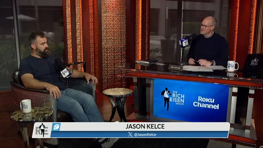 A photo of Jason Kelce on the set of The Rich Eisen Show