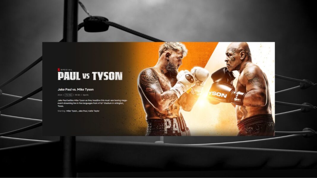 Graphic for Mike Tyson Jake Paul fight on Netflix