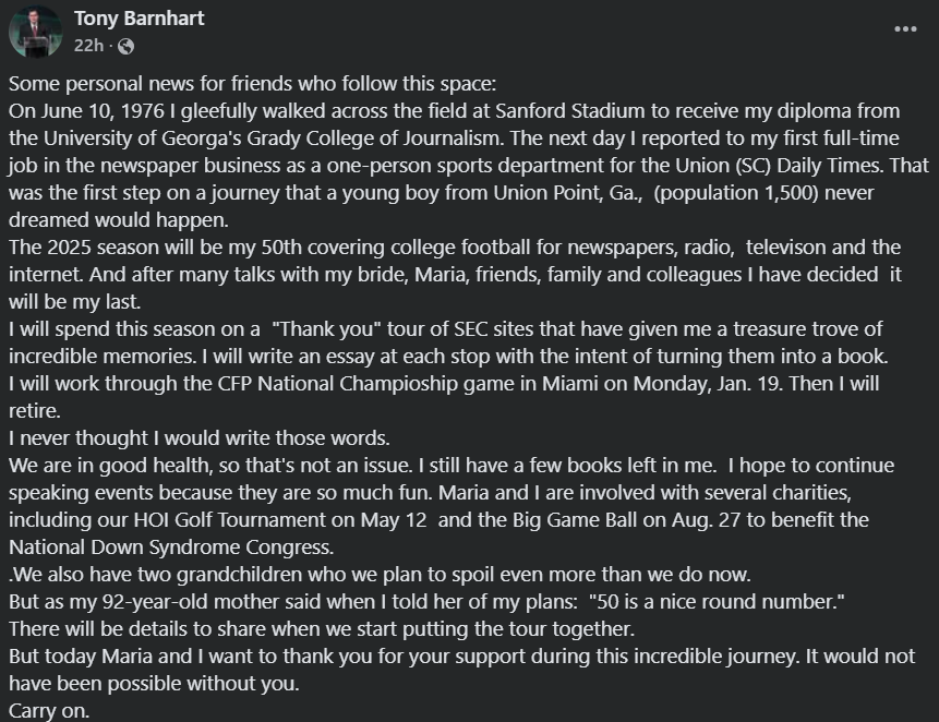 (Screengrab Tony Barnhart Facebook)